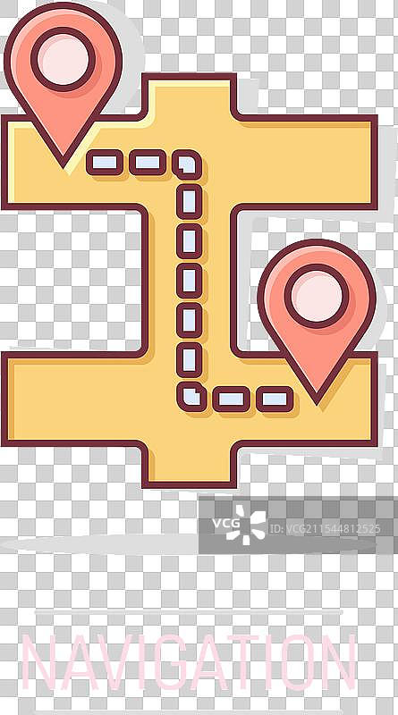 漫画风格的地图图钉图标，GPS导航图片素材