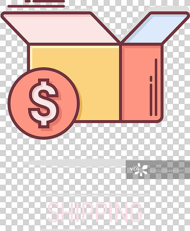 漫画风格的带有美元图标的运输箱图片素材