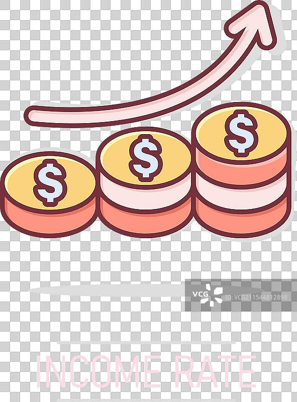 漫画风格的财务收入增长图标图片素材