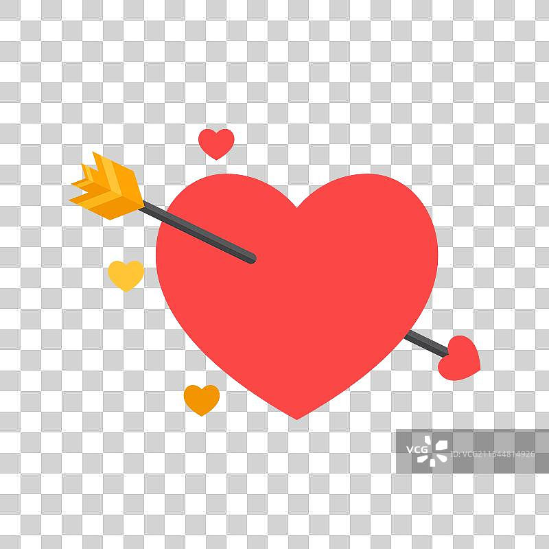 平面风格的情人节箭头心形图标图片素材