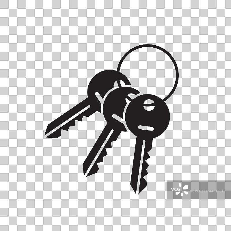 扁平风格的安全钥匙图标，孤立展示图片素材