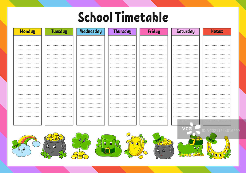 空白的男孩学校课程表图片素材