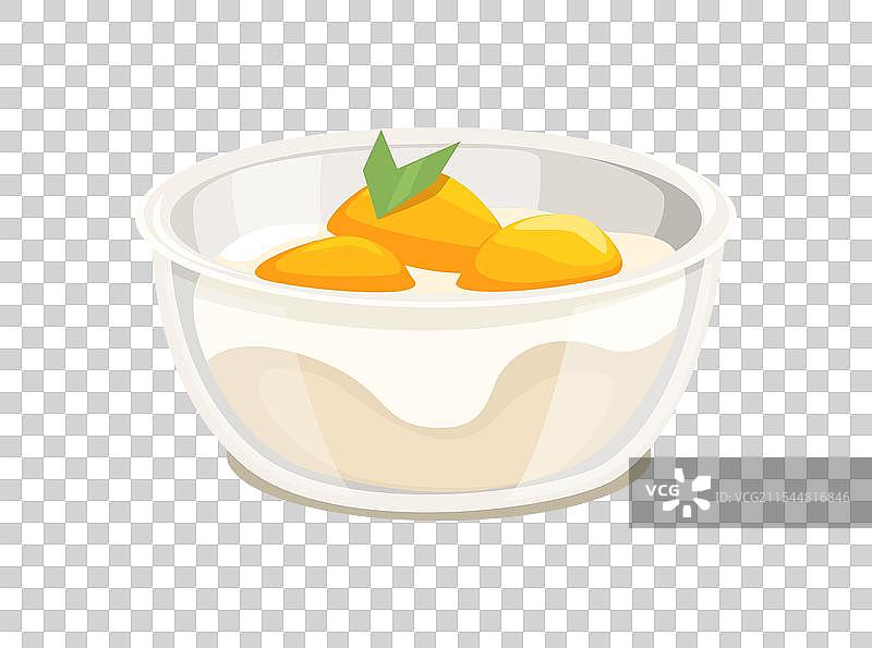 卡通风格的塑料杯装芒果糯米饭图片素材