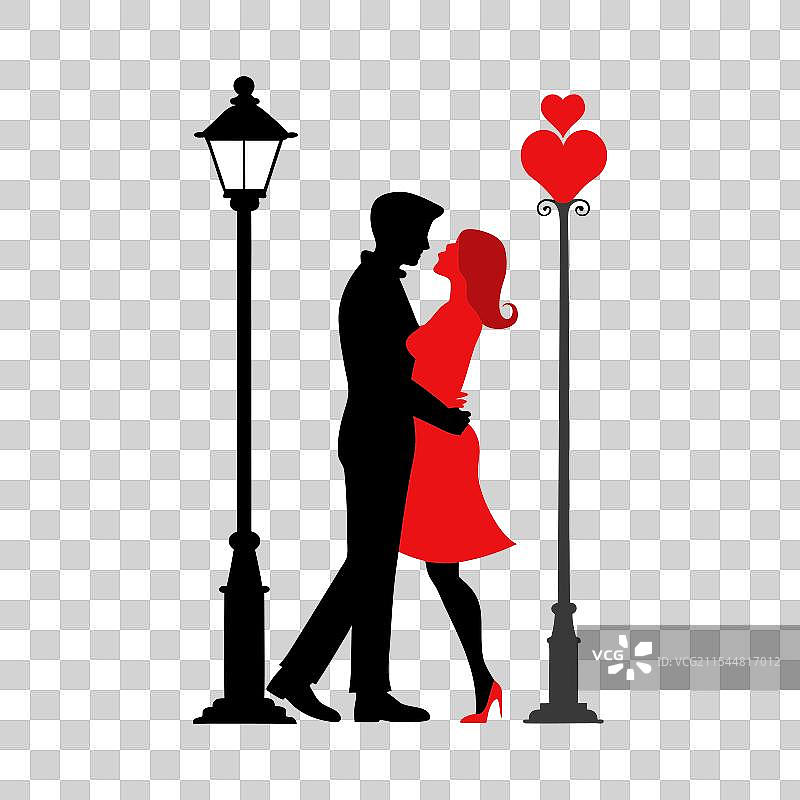 情人节浪漫情侣剪影图片素材