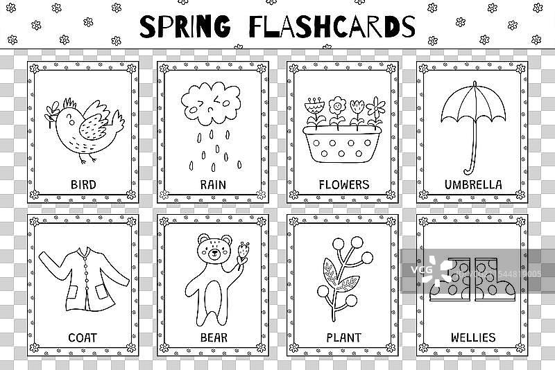 春季黑白闪卡系列图片素材