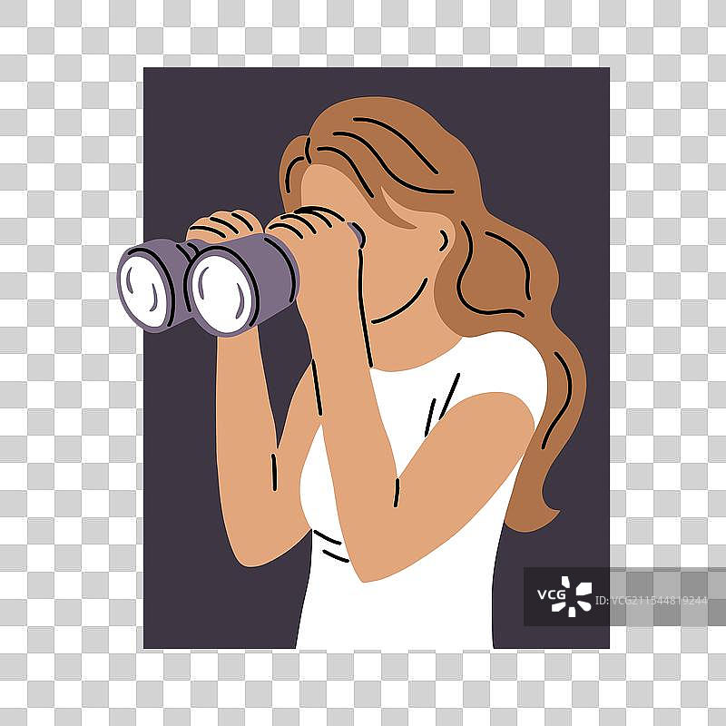年轻女性正在用望远镜观察图片素材