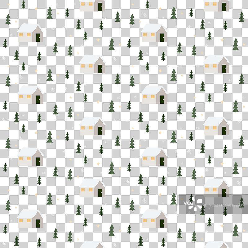 圣诞冬季房屋无缝图案图片素材