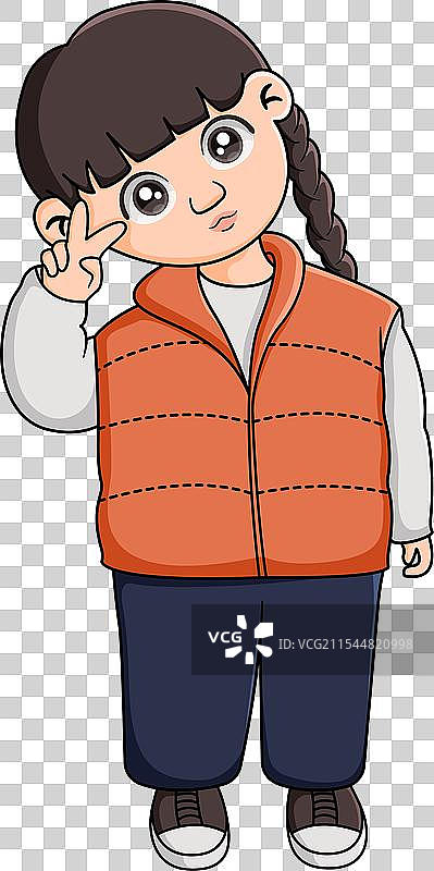 可爱的女孩和平风格图片素材