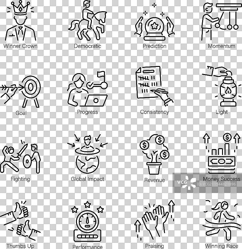 线性风格的增长图标集合图片素材