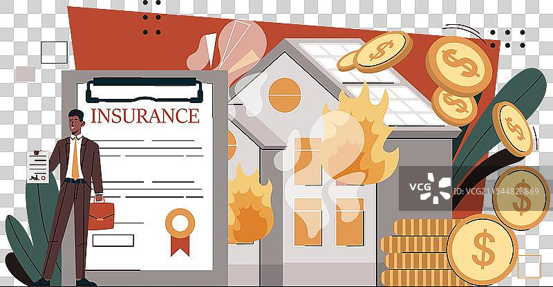拥有火灾保险的男人图片素材