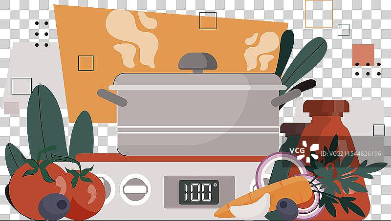 带汤的炒锅图片素材