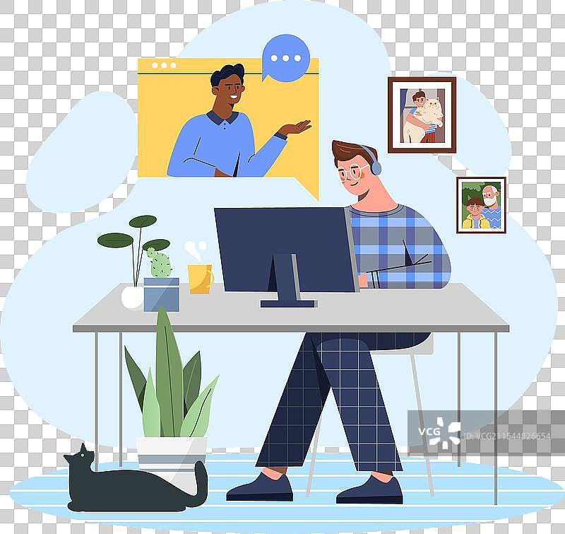 进行视频通话的男人图片素材