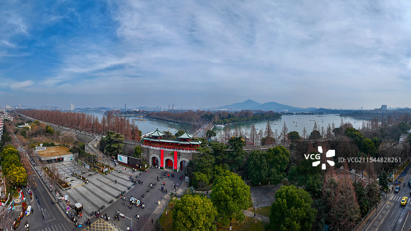 南京明城墙玄武门玄武湖公园全景图图片素材