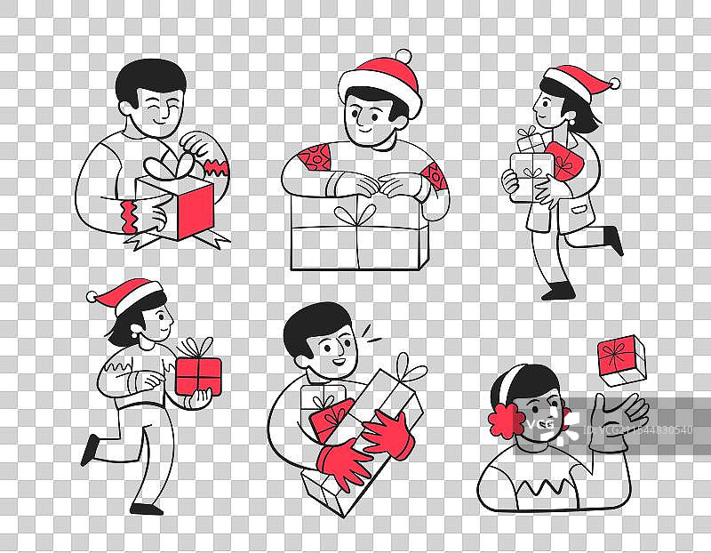 一组男士图标与圣诞礼物包装图片素材