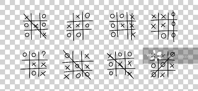 手绘井字游戏涂鸦，X-O儿童版图片素材