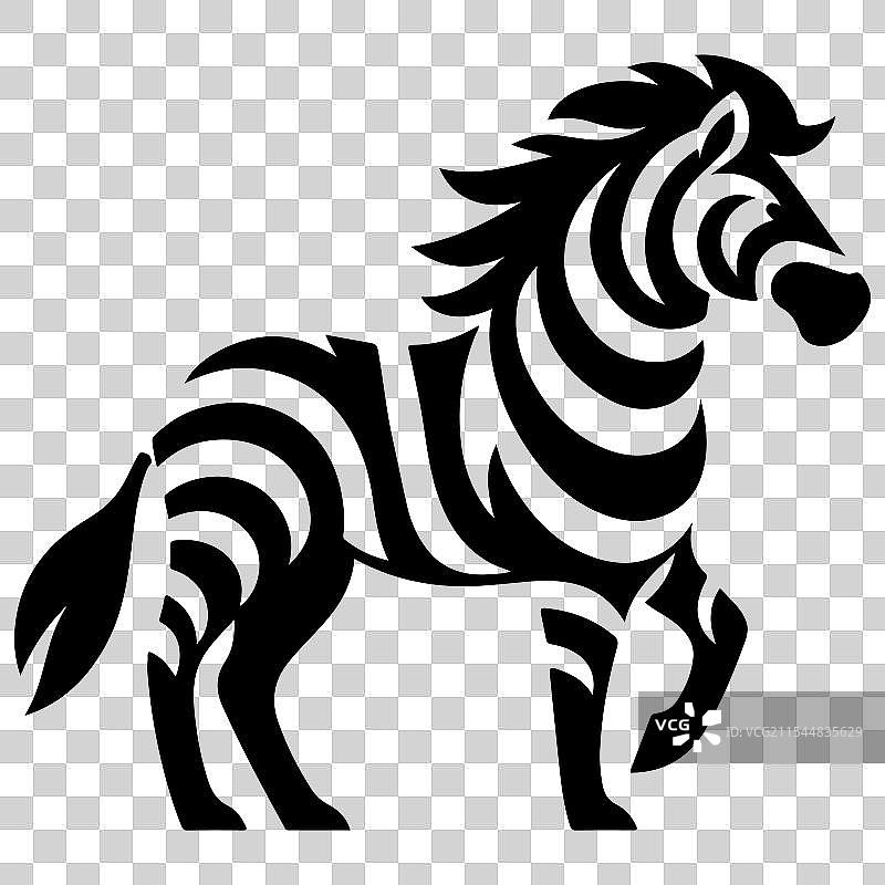 大胆黑色的抽象斑马剪影设计图片素材