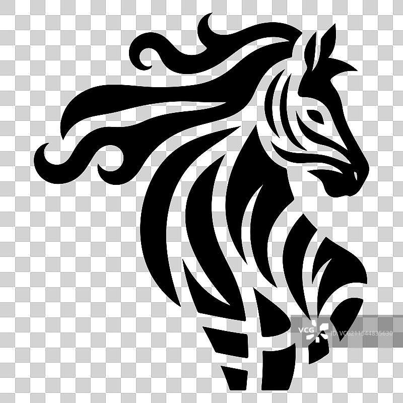 时尚的斑马头独特艺术黑白作品图片素材