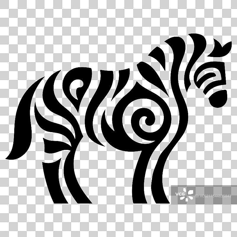 大胆黑色的抽象斑马剪影设计图片素材