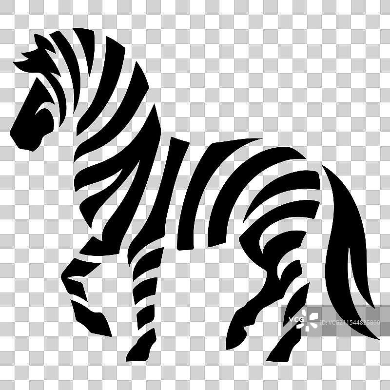 大胆黑色的抽象斑马剪影设计图片素材