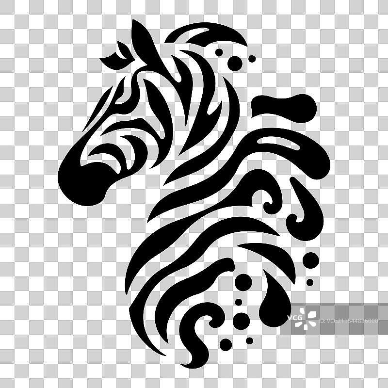 时尚的斑马头独特艺术黑白作品图片素材