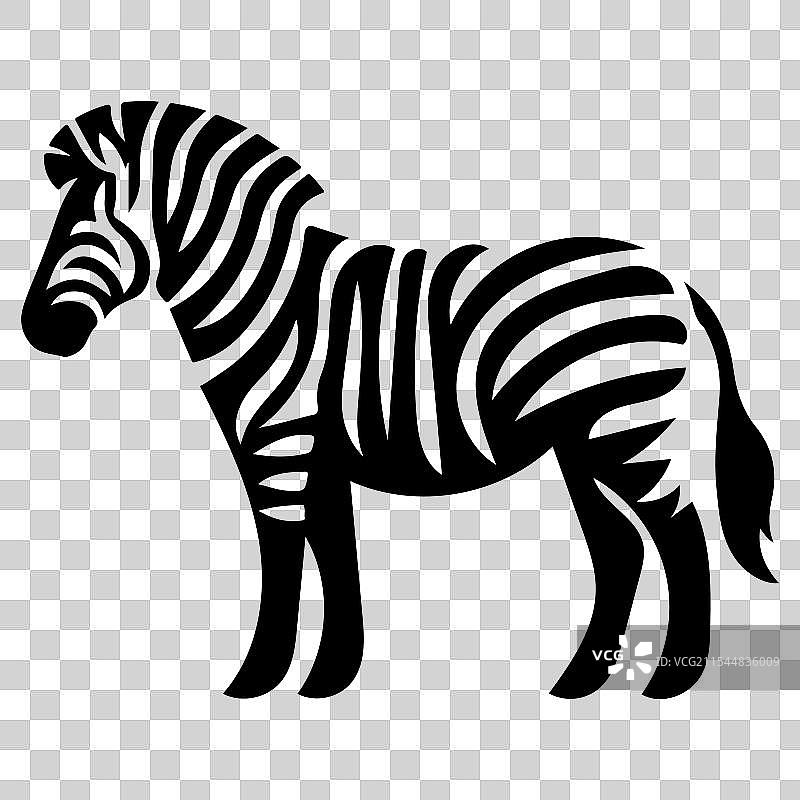 大胆黑色的抽象斑马剪影设计图片素材