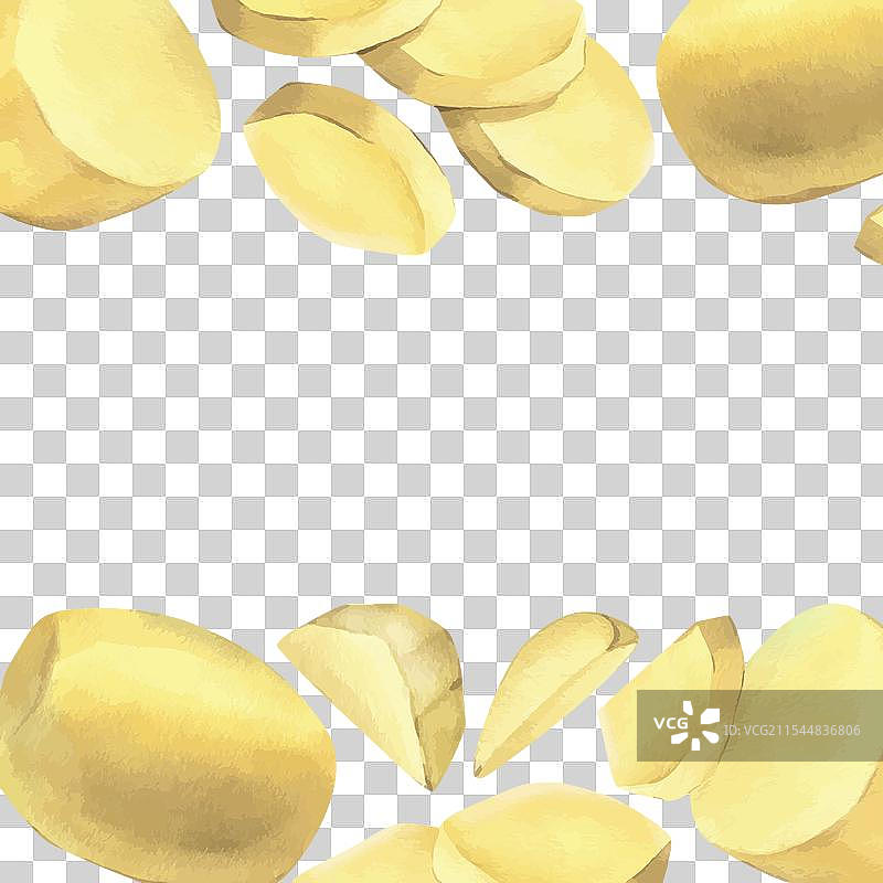 去皮的白土豆，整颗和切成两半的图片素材