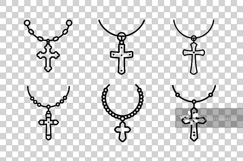 耶稣十字架项链艺术六个图标图片素材