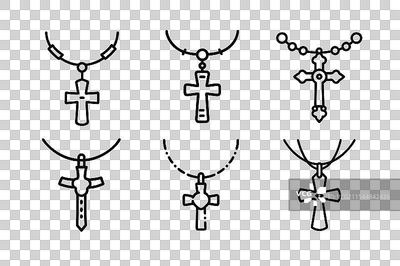 耶稣十字架项链艺术六个图标图片素材