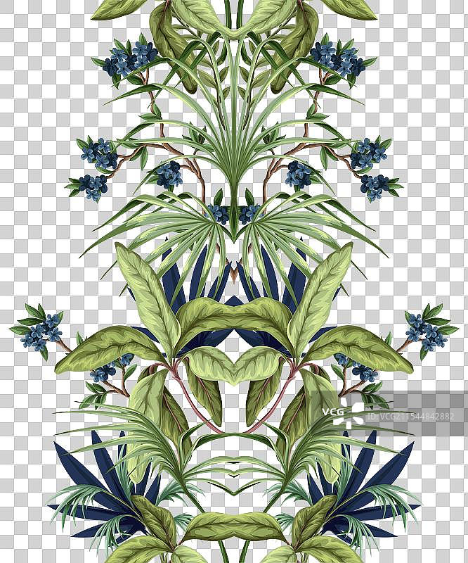 热带树叶的无缝图案图片素材