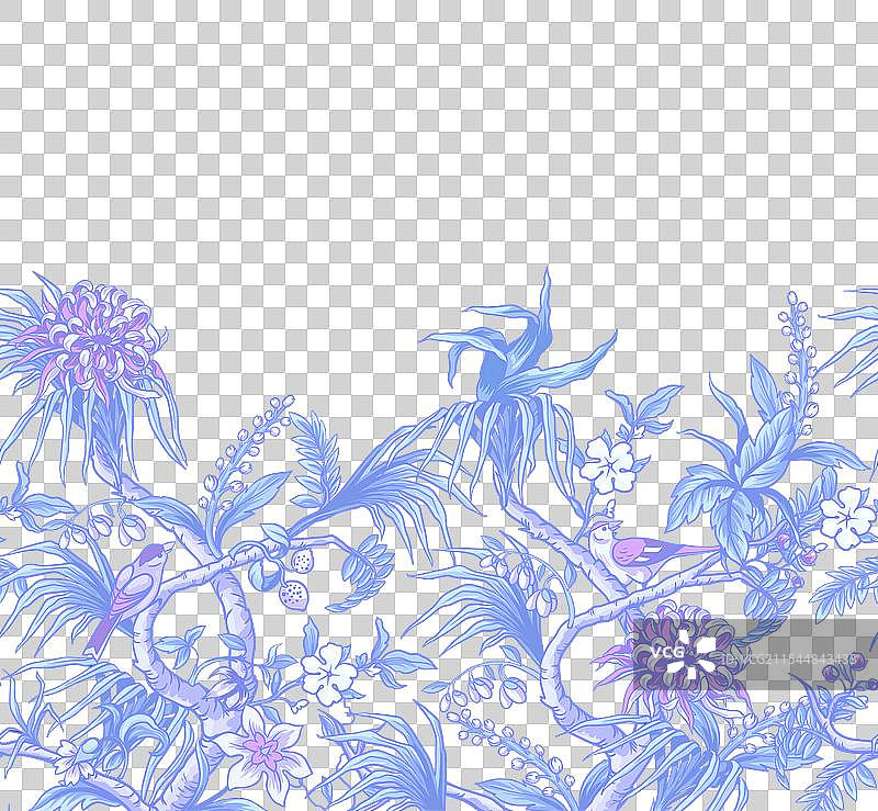 中国风边框，带有枝条和花朵图片素材