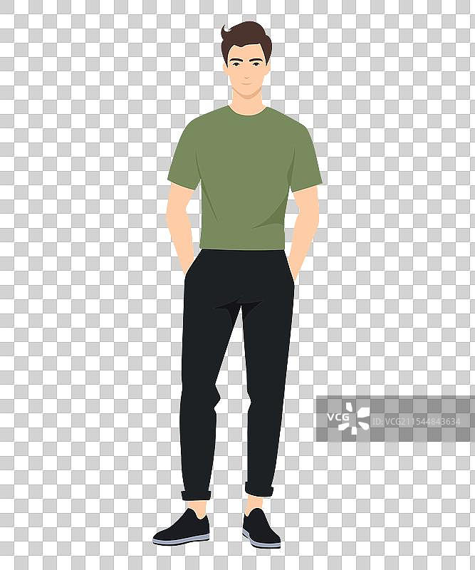 穿着绿色T恤的男人图片素材