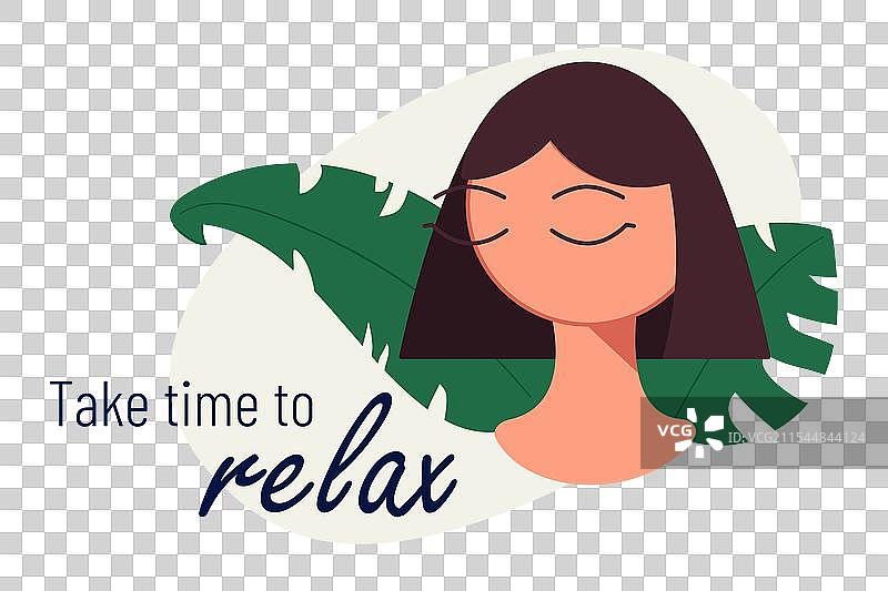 冥想的年轻女孩肖像，闭着眼睛图片素材