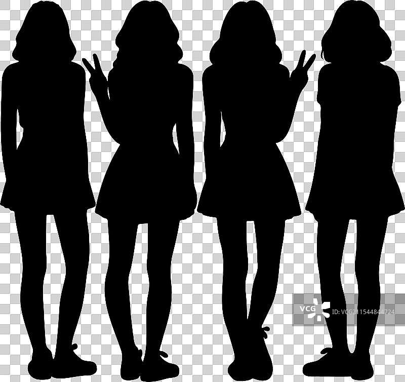 一群穿着迷你裙的女孩剪影图片素材