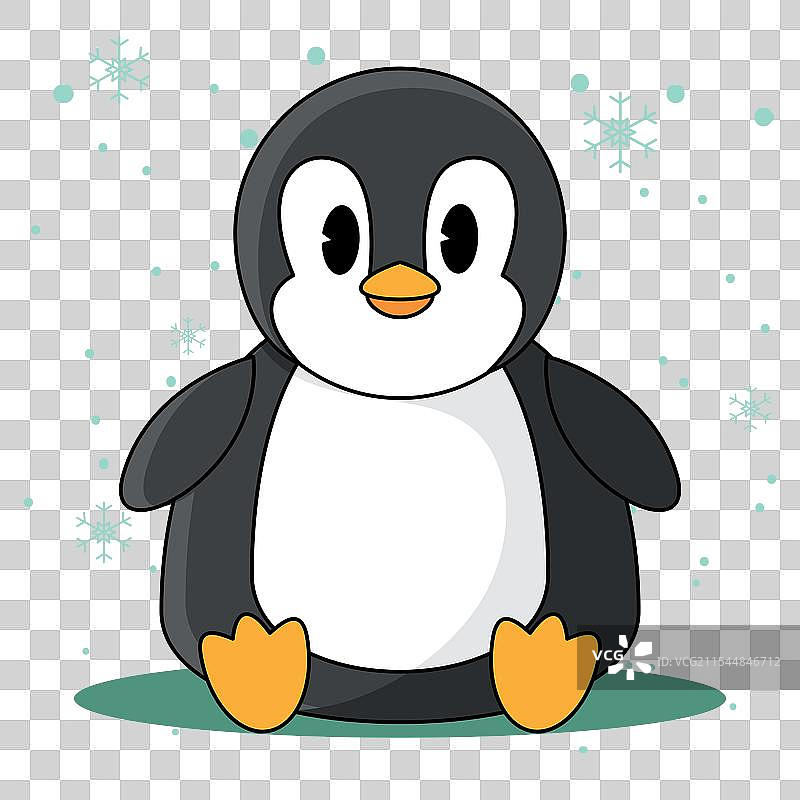 可爱的企鹅坐着，散发着节日的魅力图片素材