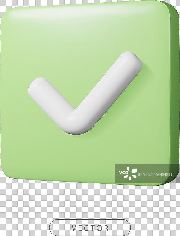 3D绿色方形复选按钮图片素材