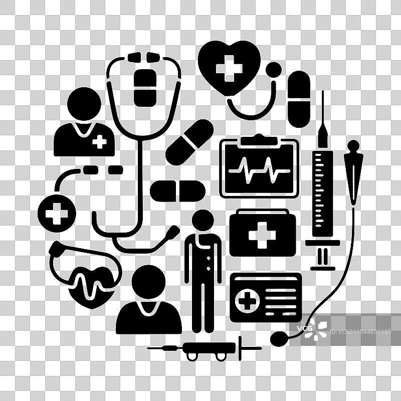 医疗图标集的轮廓设计图片素材