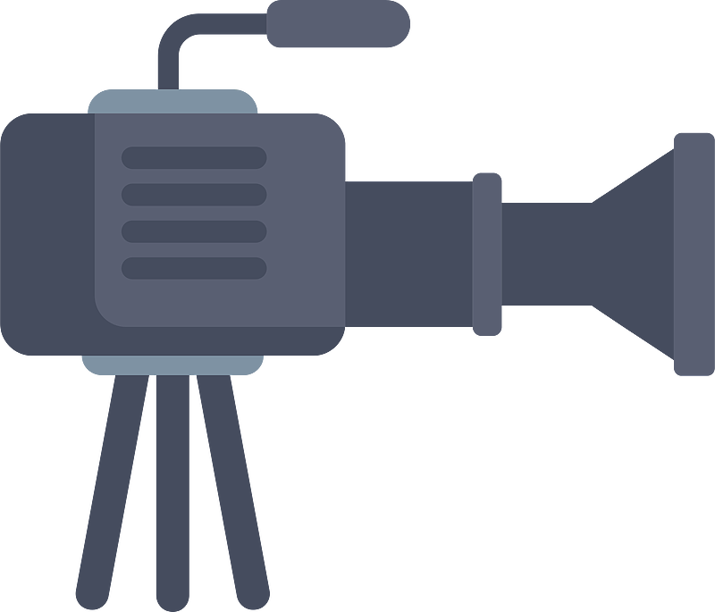 专业数字摄像机架在三脚架上图片素材