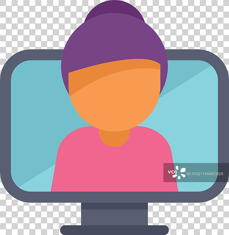 女性通过桌面参加在线会议图片素材