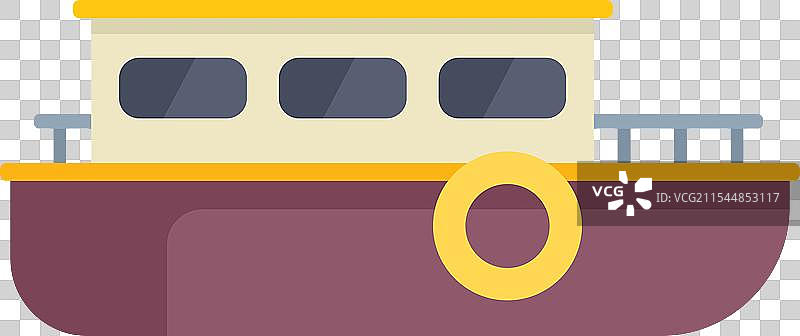 小河上的客船漂浮着救生圈图片素材