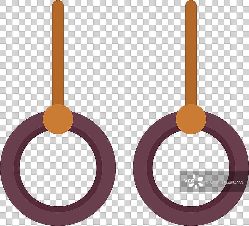 一对悬挂在白色背景上的体操环图片素材