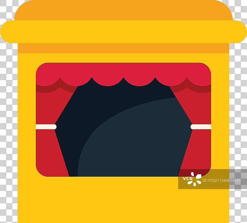 黄色木偶摊位配有红色帷幕，静静等待着图片素材