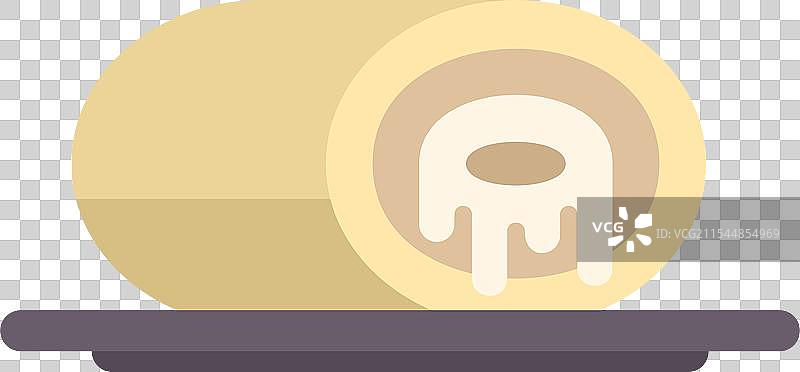 美味的瑞士卷蛋糕，盘子上流淌着奶油图片素材