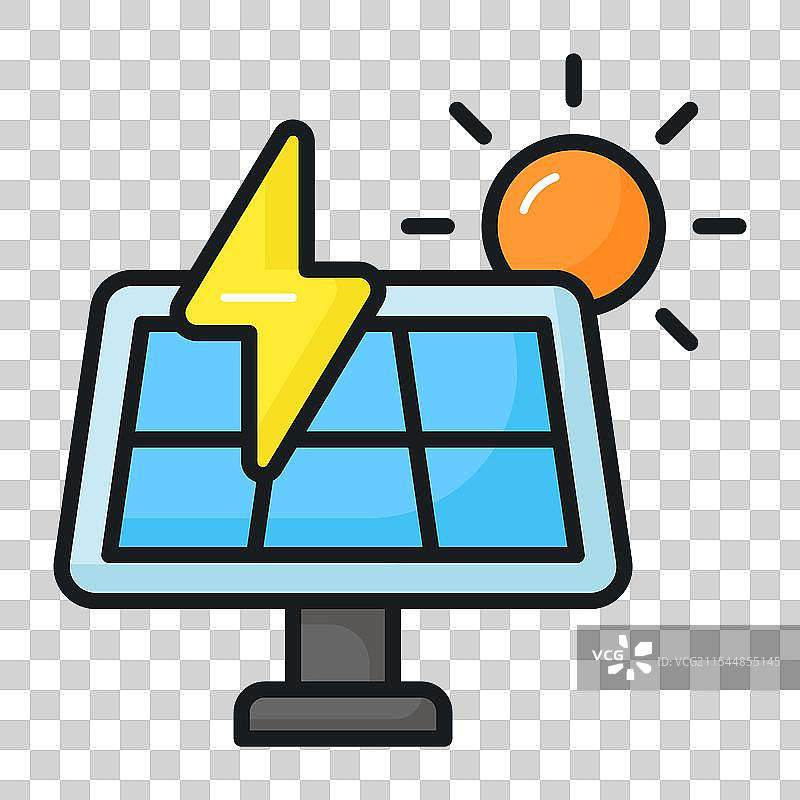 太阳能电池板与太阳的概念图标图片素材