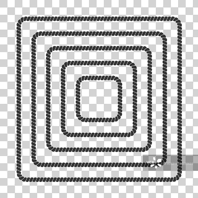 一组方形绳框，麻绳编织图片素材