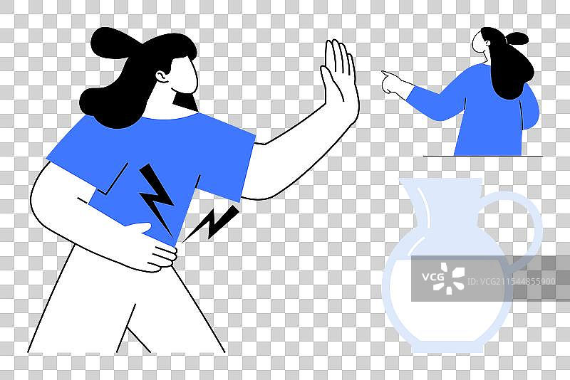 一个人表达不适和拒绝的情绪图片素材