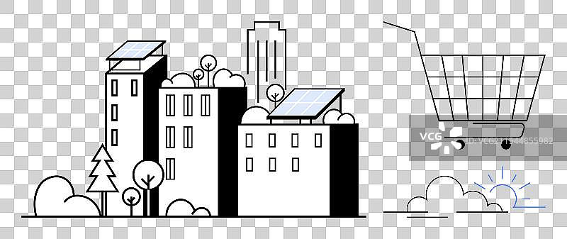 可持续的城市景观与太阳能供电图片素材