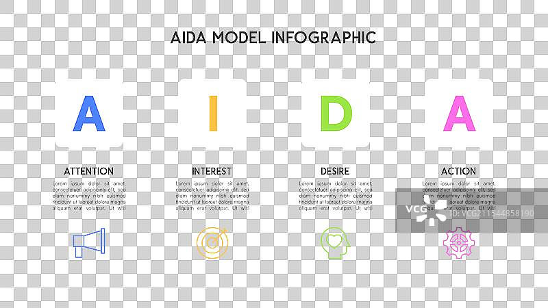 带有方形图标的AIDA模型信息图图片素材