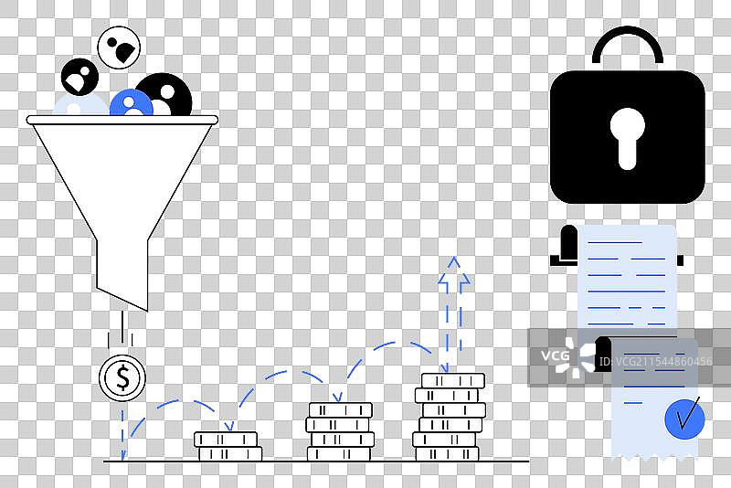 营销漏斗、收入增长与数据安全图片素材