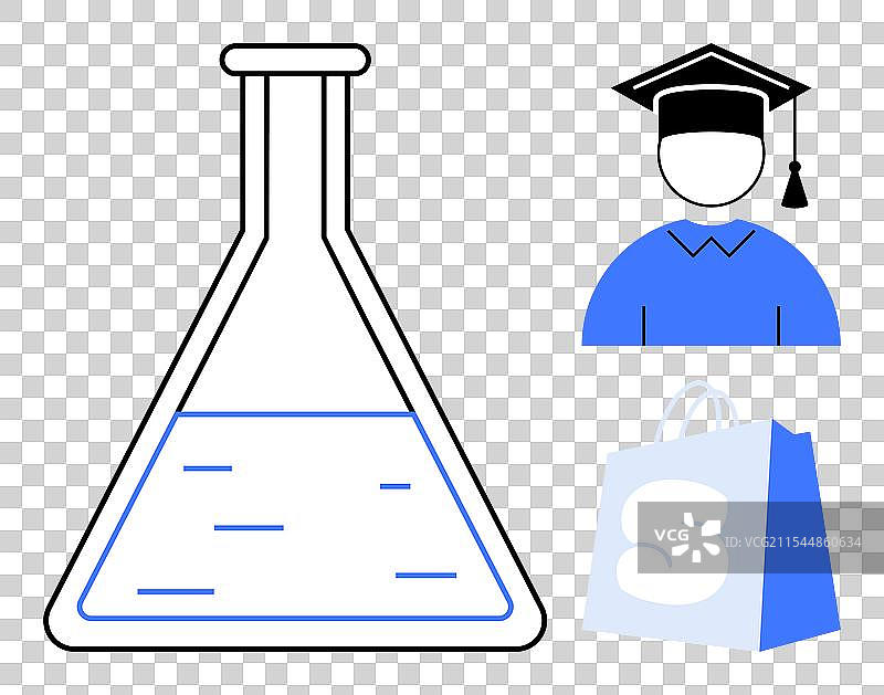 scientific erlenmeyer flask graduate cap and图片素材