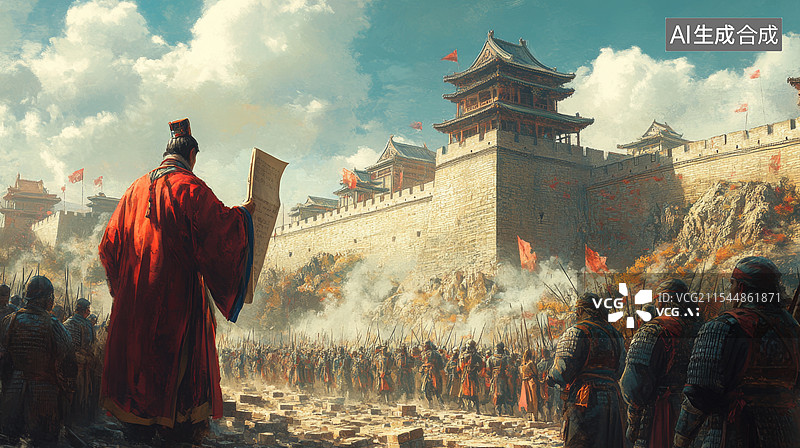 【AI数字艺术】古代修筑古代工地图片素材